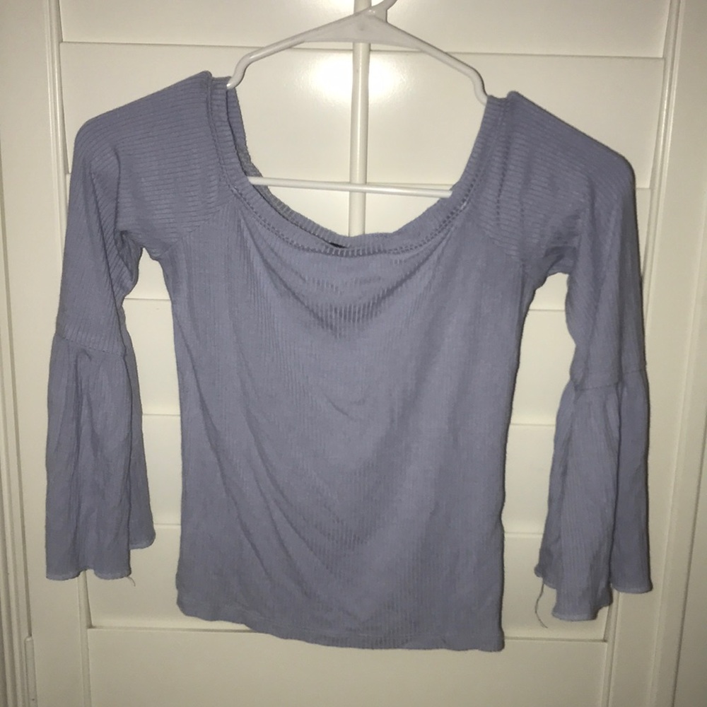 FOREVER 21 BLUE RUFFLE OFF THE SHOULDER TOP
